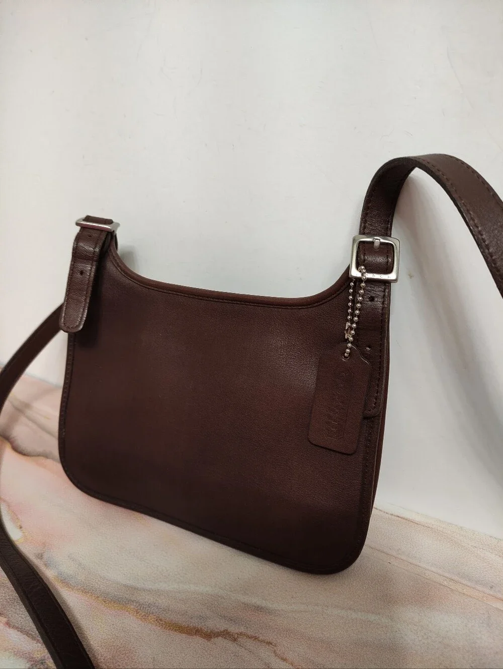 Vintage Coach 9142 Hippie Slim Flap Crossbody Bag Mahogany Brown